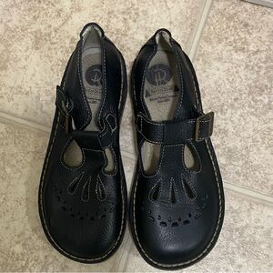 Red or Dead Women Black Leather Tbar Front Shoes